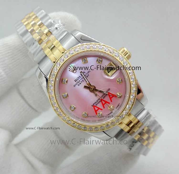 Copy Rolex Datejust Pink MOP Dial Two Tone Watch 31mm